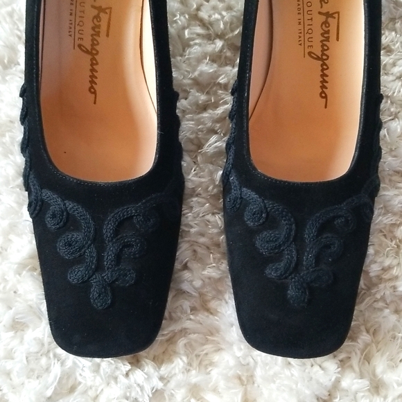 Salvatore Ferragamo Black Suede Shoes Size 7AA - Picture 2 of 6